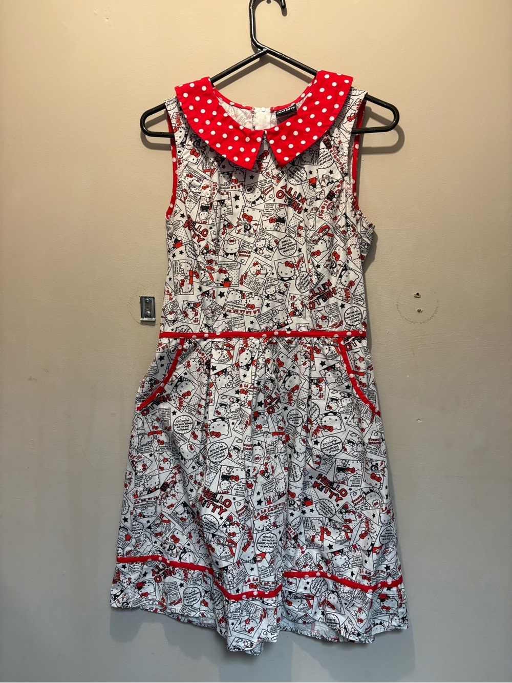 Hello Kitty White Dress with Red Polka Dot Collar